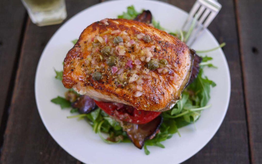Baked Salmon with Lemon Caper Vinaigrette