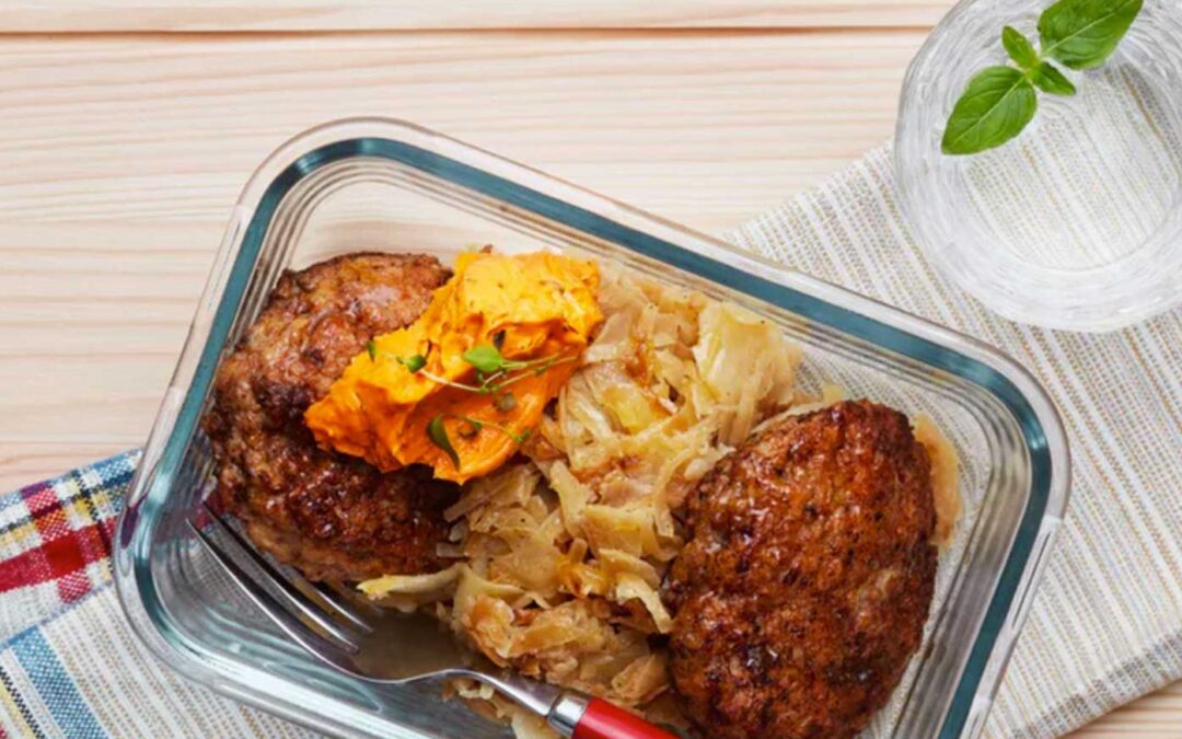Chicken Burgers with Fried Cabbage and Tomato Butter