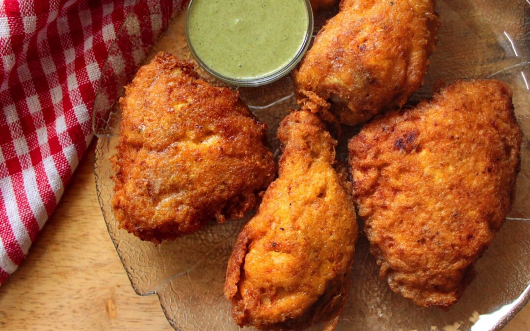 Keto Indian chicken farcha with green chutney dip