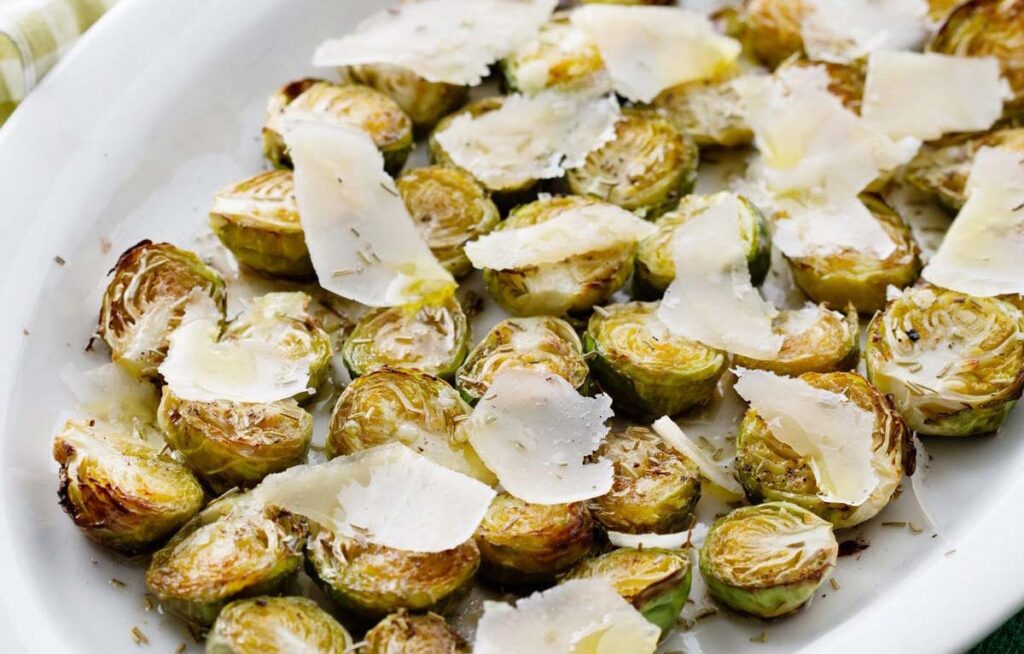 Oven-roasted Brussels sprouts with parmesan cheese