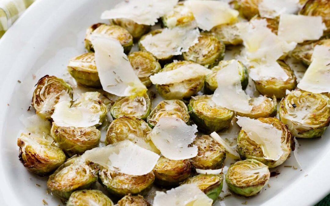 Oven-roasted Brussels sprouts with parmesan cheese