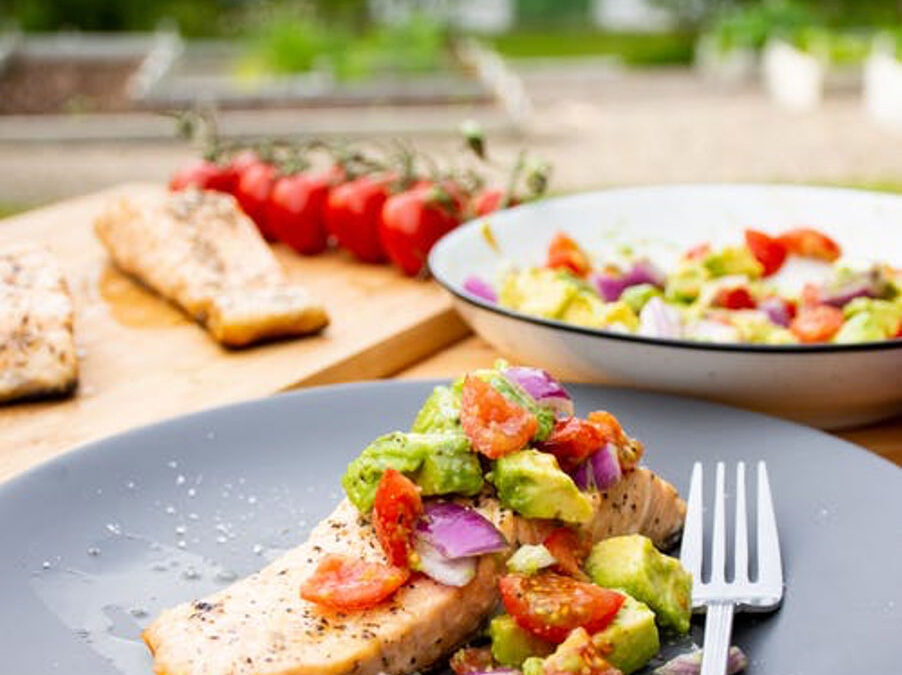 Grilled Salmon with Avocado Topping