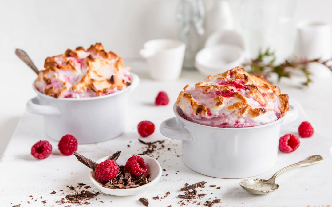 Sugar-free raspberry chocolate soufflé