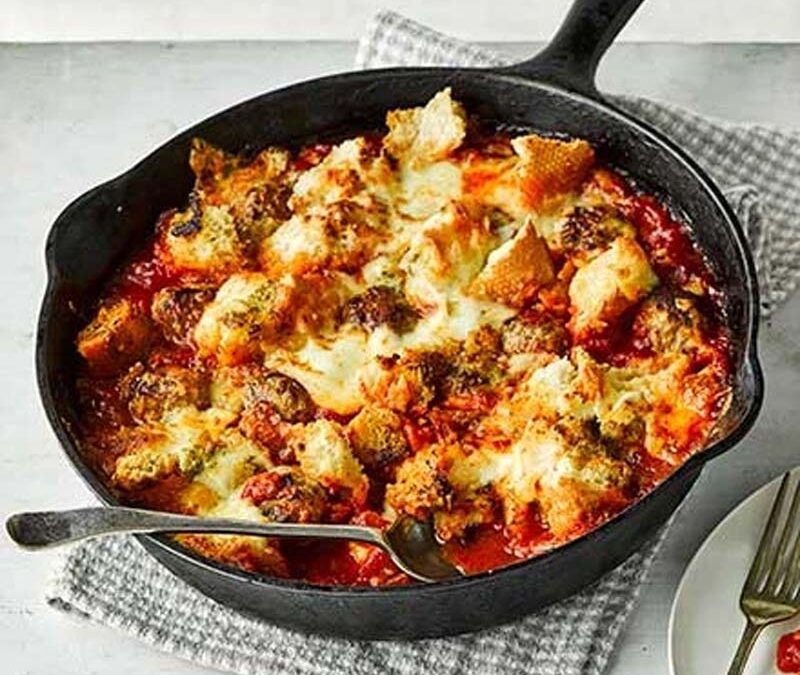 Meatball & Garlic Bread Traybake