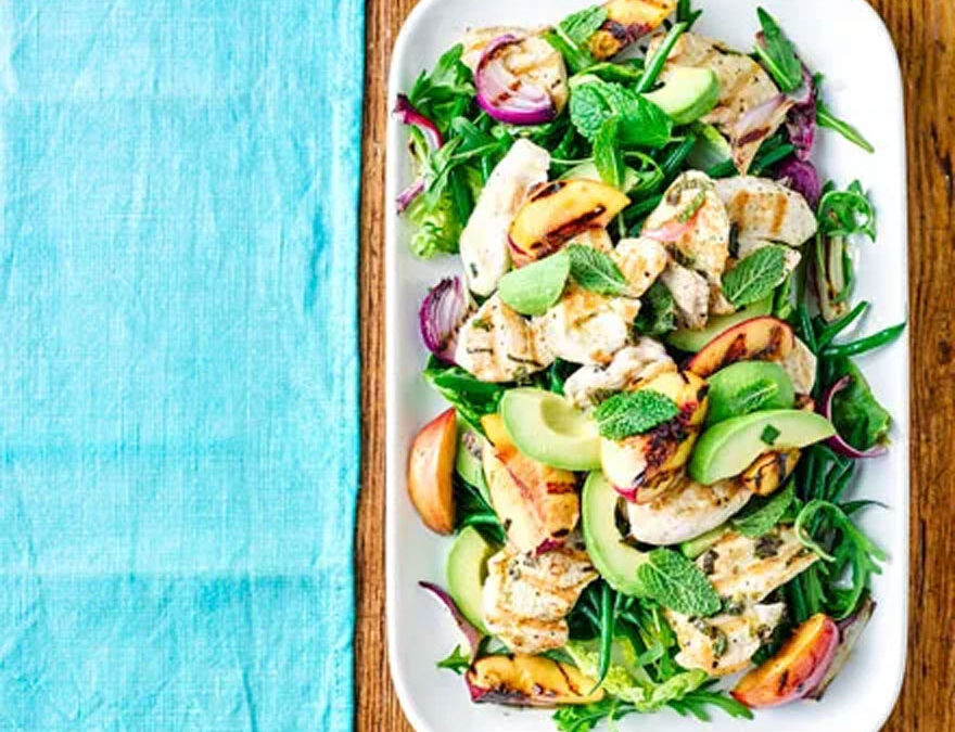 Minty Griddled Chicken & Peach Salad
