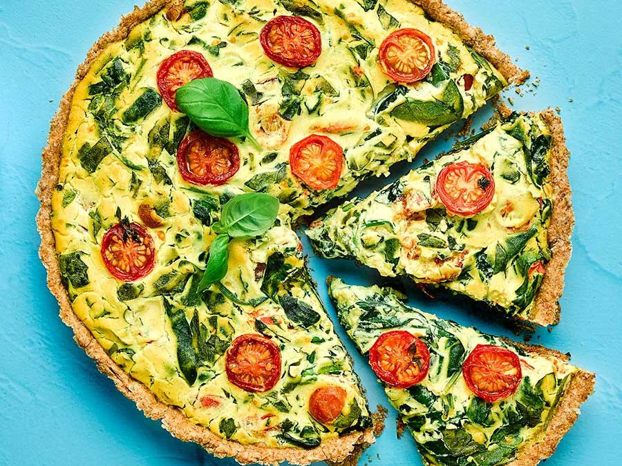 Vegan Spinach & Cherry Tomato Quiche