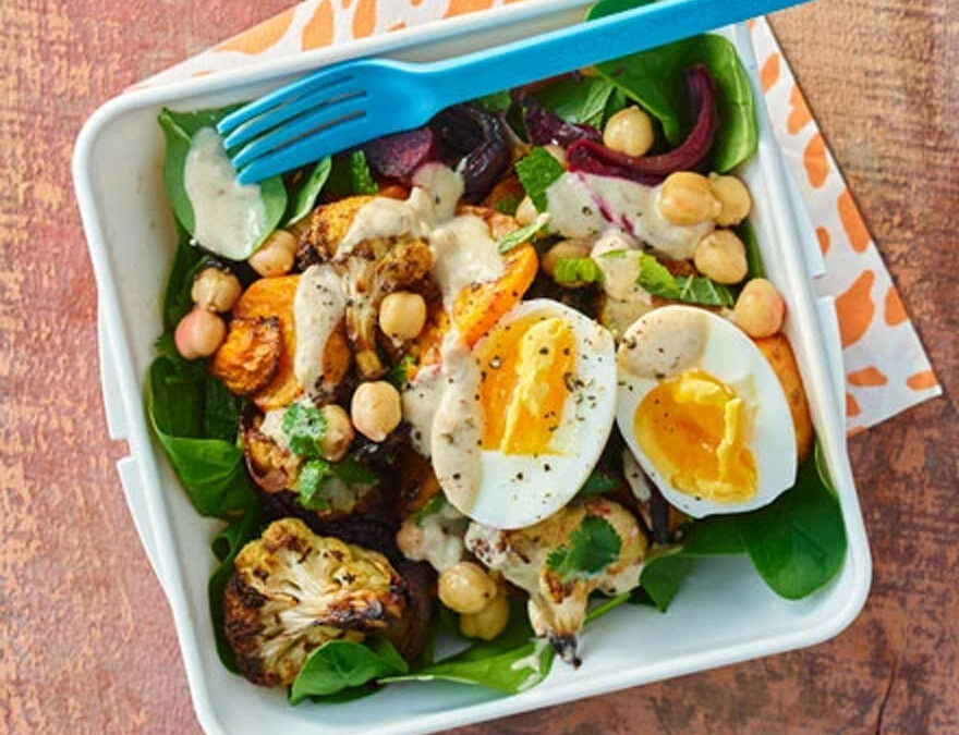 Cumin roast veg with tahini dressing