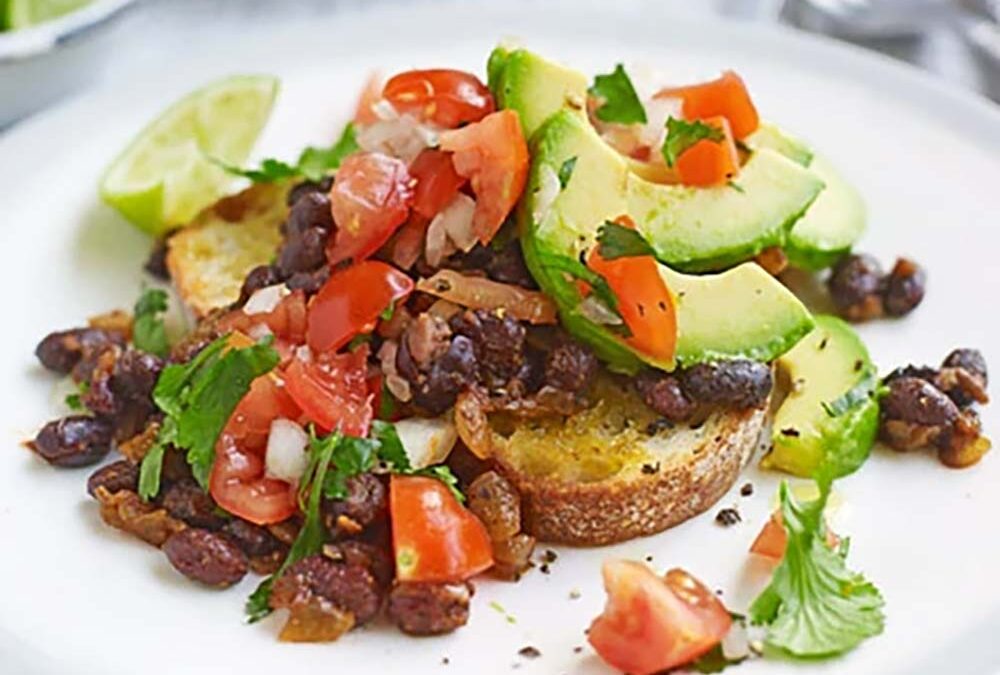 Black beans & avocado on toast