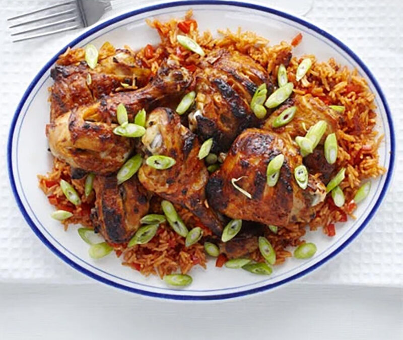 Piri-piri chicken with spicy rice