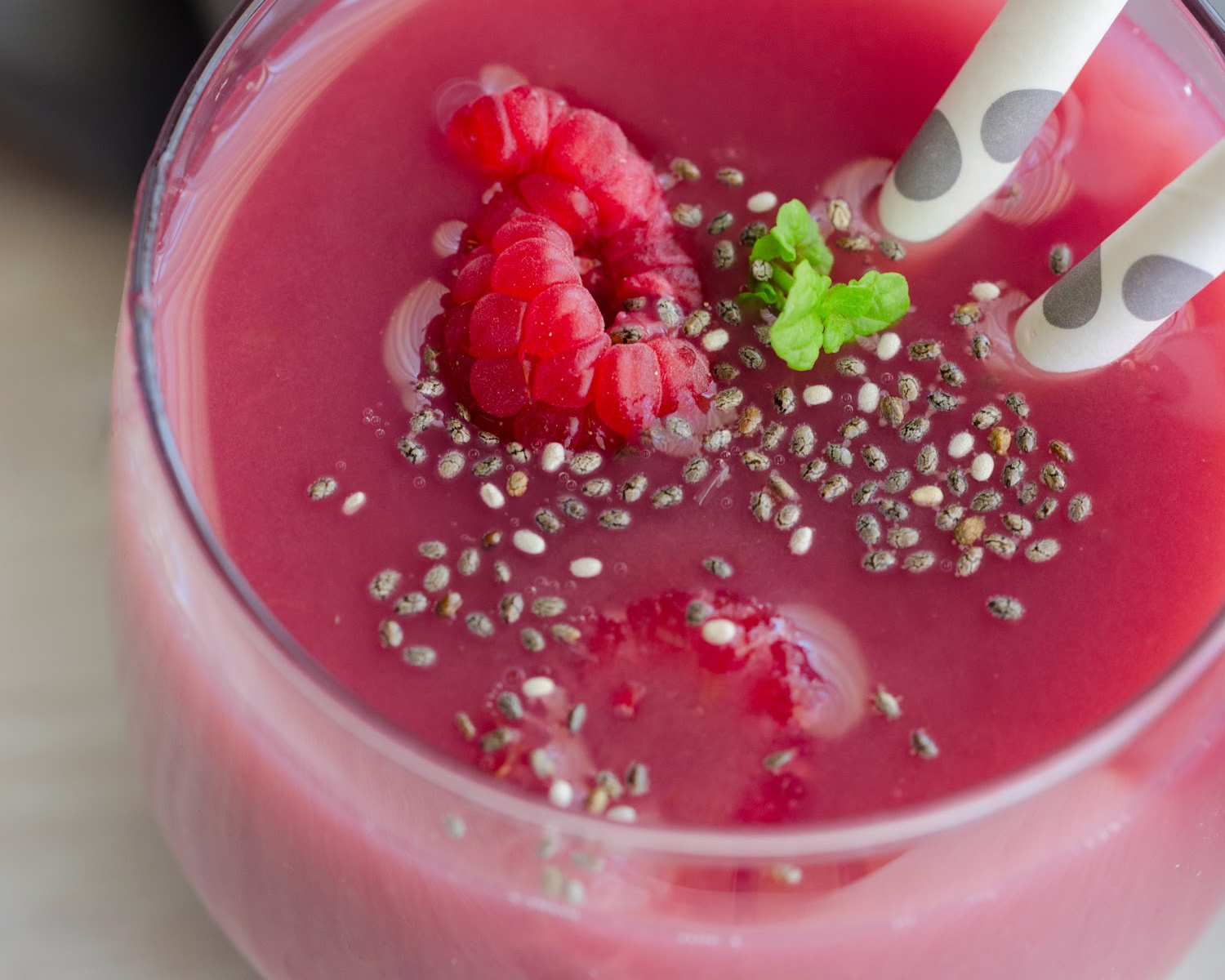 Raspberry-Peach-Chia Seed Smoothie